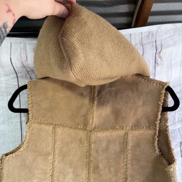 Vintage hooded patchwork western 100% shell split cowhide leather vest medium - Picture 7 of 9